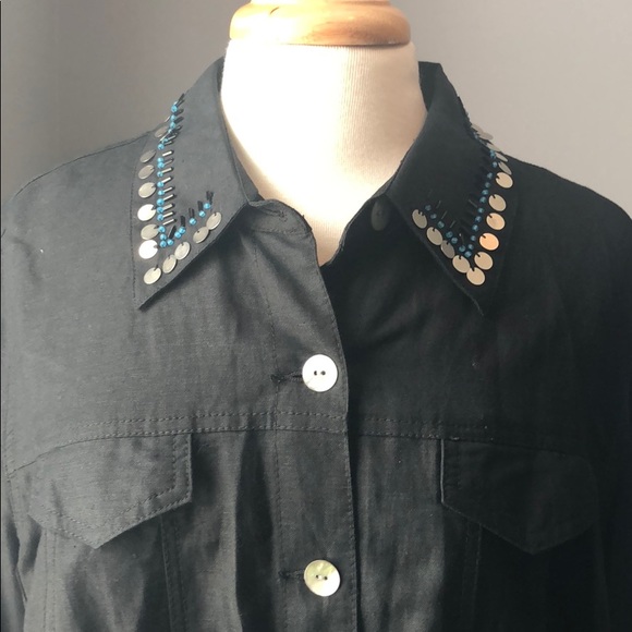 Ruby Rd. Woman Embellished Linen Blend Jacket - Picture 4 of 6